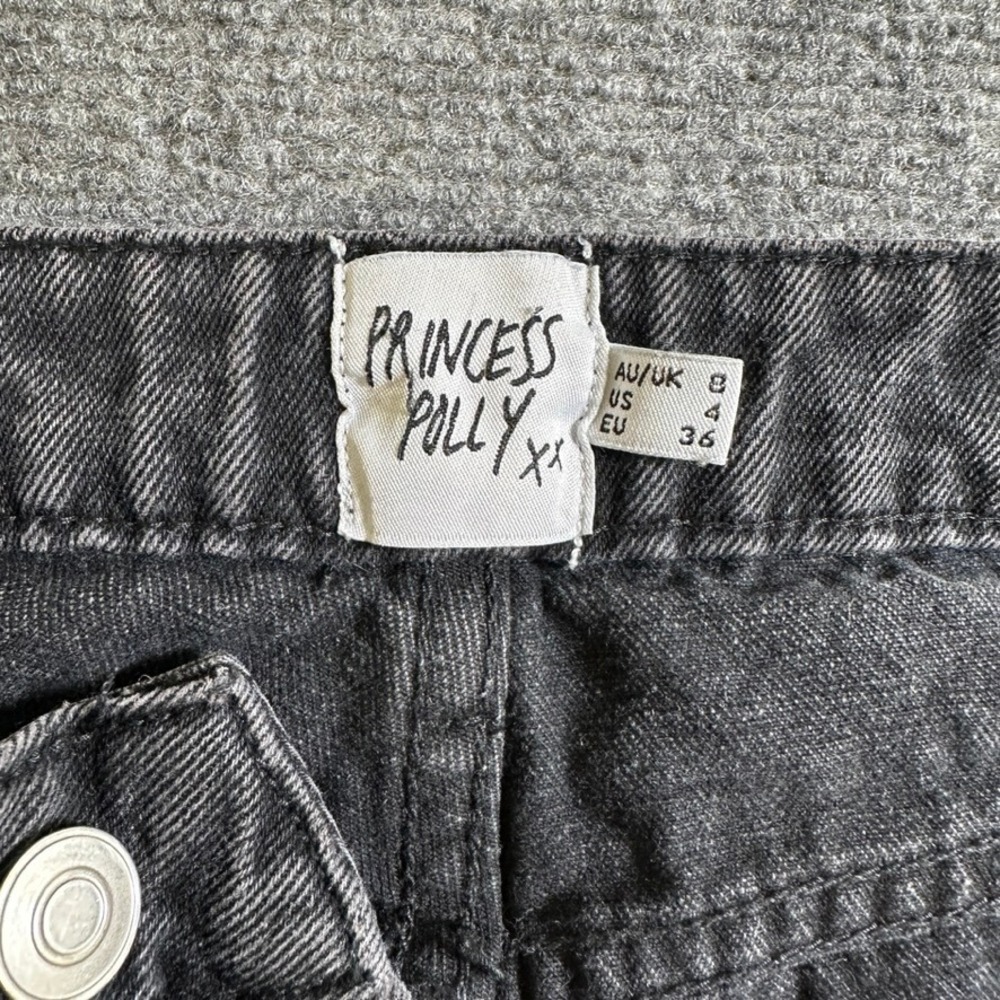 Princess Polly Washed Black High Waisted Cotton Denim Jeans US 4 RN 139867 - Picture 3 of 13